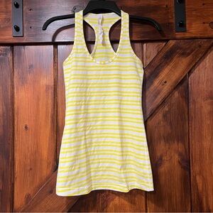 Lululemon yellow and white athletic tank top